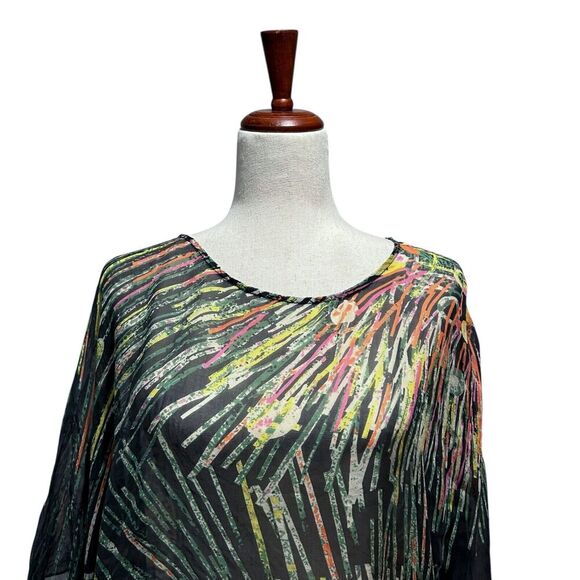 Cocoon House Silk Wearable Art Women's Large / XL Abstract Floral Fireworks - Picture 11 of 11